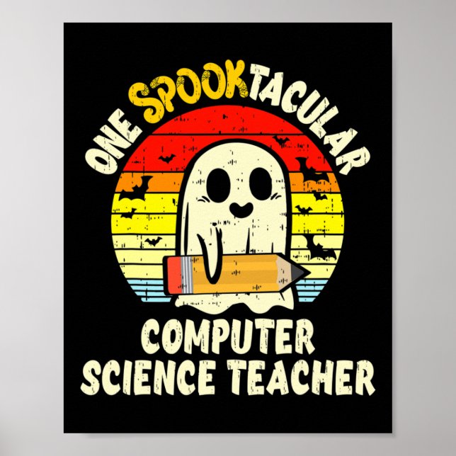 Poster Un professeur d'informatique effrayant Halloween (Devant)