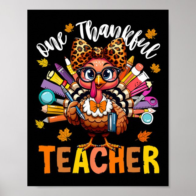 Poster Un Professeur Remercié Thanksgiving Turquie mignon (Devant)