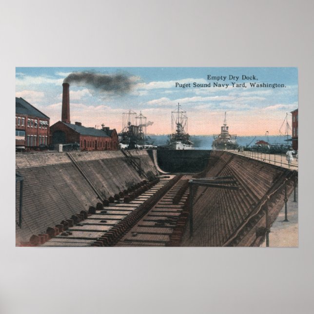 Poster Un quai sec vide, chantier naval de la Marine (Devant)