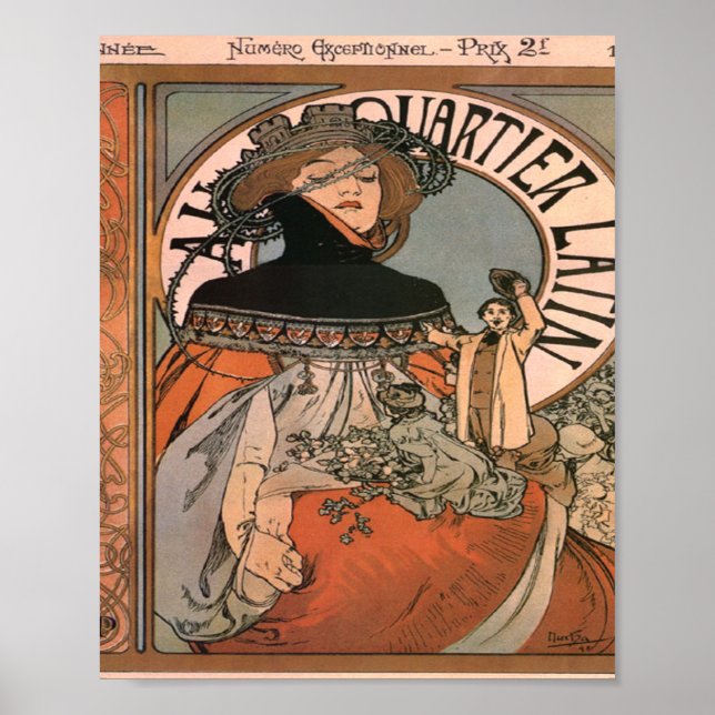 Poster Un quartier latin Alphonse Mucha (Devant)