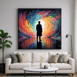 Poster Un regard dans le vide - Silhouette foncée solitai