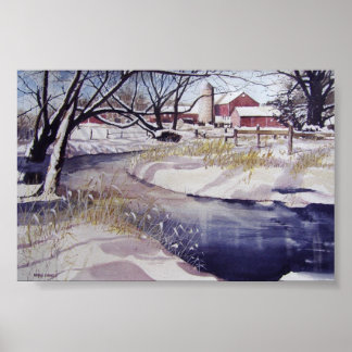 Poster Un ruisseau calme pendant l'hiver