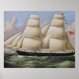 Poster Un schooner mâté par deux outre de Douvres (huil