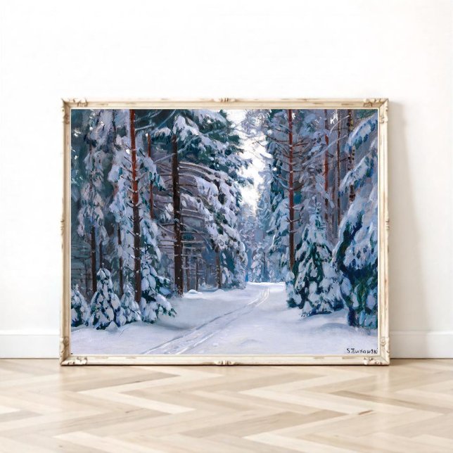 Poster Un sentier neigeux dans la forêt (Créateur téléchargé)