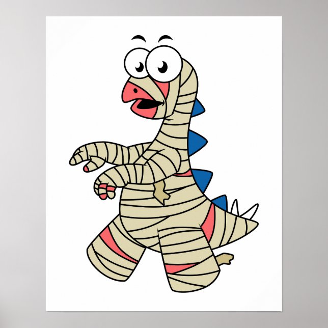 Poster Un Stegosaurus Caricature Habillé Comme Une Maman. (Devant)