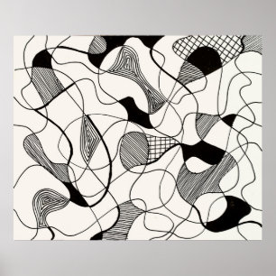 Poster Un stylo abstrait monochrome et un croquis d'encre