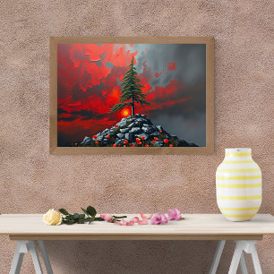 Poster Un symbole de résilience dans une aube cramoisie