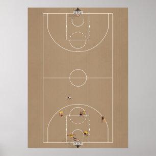 Poster Un terrain de basket-ball illustré ci-dessus
