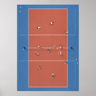 Poster Un terrain de volley-ball illustré ci-dessus