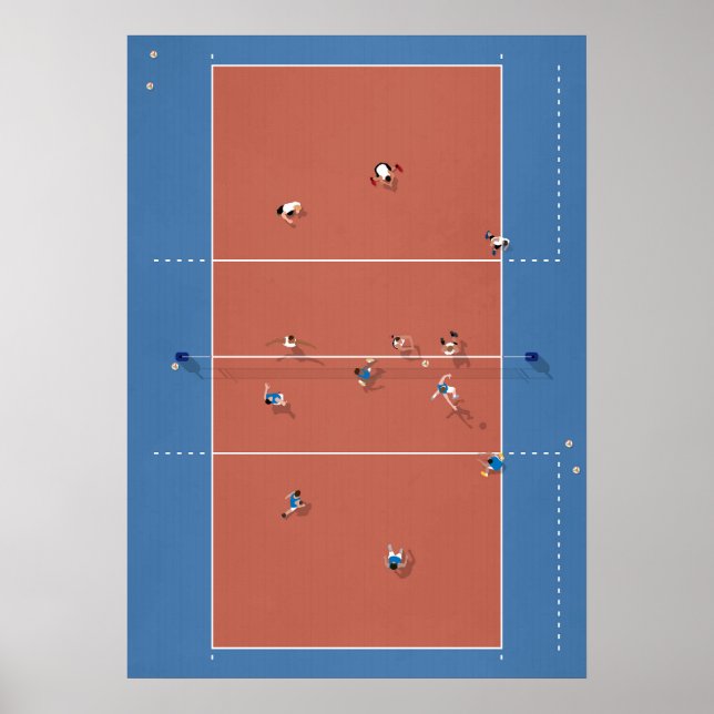 Poster Un terrain de volley-ball illustré ci-dessus (Devant)