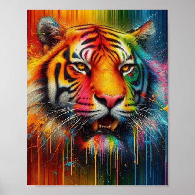 Poster Un tigre coloré (Devant)