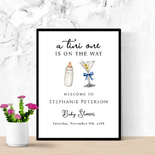 Poster Un Tini Un Est En Route Baby Shower Blue Martini