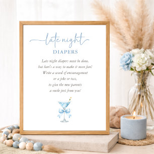 Poster Un TIni Un Garçon Bleu Baby Shower Couches de Nuit