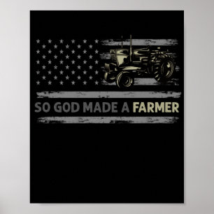 Poster Un Tracteur Drapeau Américain Pour Que Dieu Fasse 