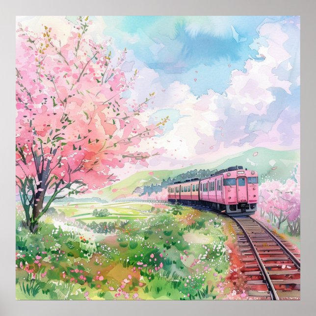 Poster Un train au printemps (Devant)