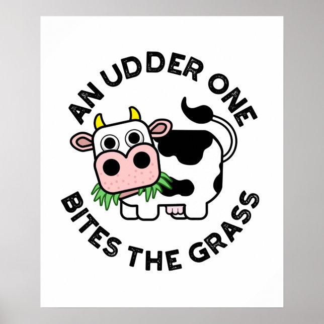 Poster Un Udder On Mord L'Herbe Funny Cow Pun (Devant)