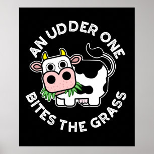 Poster Un Udder On Mord L'Herbe Funny Vache Pun Dark BG