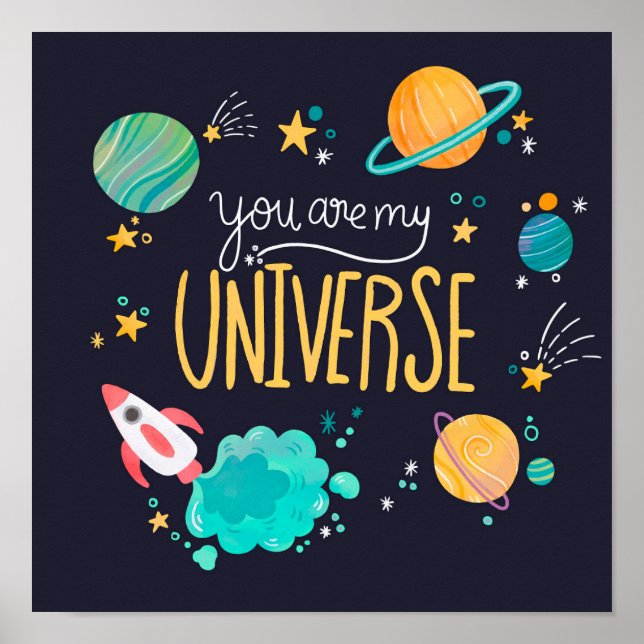 Poster Un Univers mignon Avec Des Planètes (Devant)