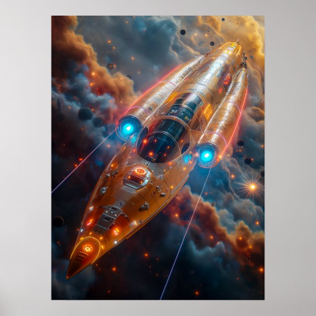 Poster Un vaisseau spatial dans l'espace (Devant)