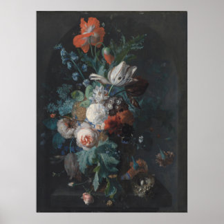 Poster Un vase aux fleurs par Jan van Huysum
