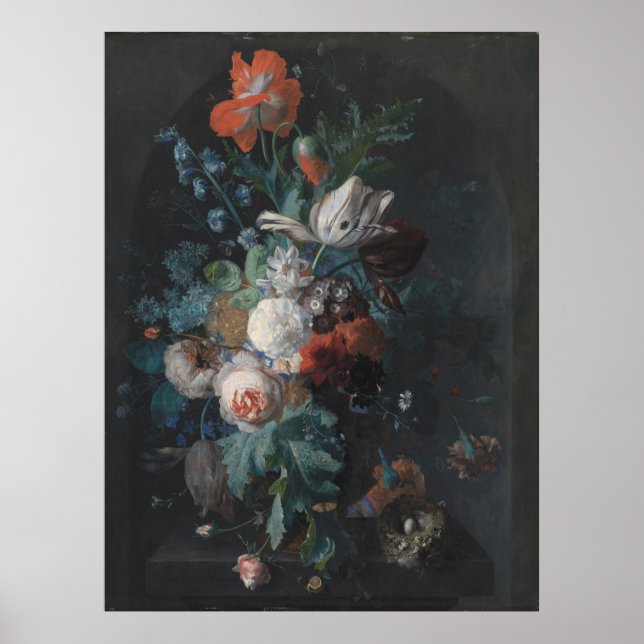 Poster Un vase aux fleurs par Jan van Huysum (Devant)