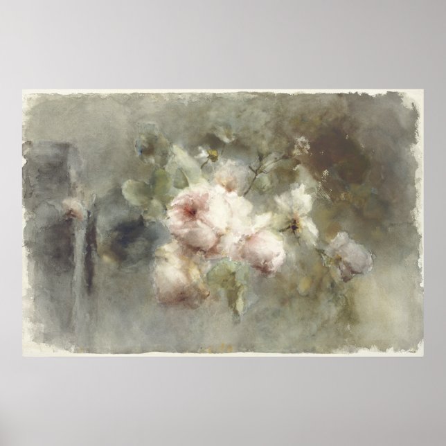 Poster Un vase avec des roses de Margaretha Roosenboom (1 (Devant)
