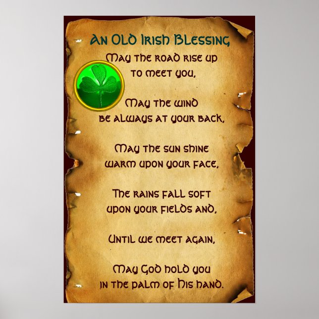 Poster Un vieux parchemin de bénédiction irlandais (Devant)