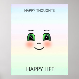 Poster Un visage heureux et des pensées heureuses sur les
