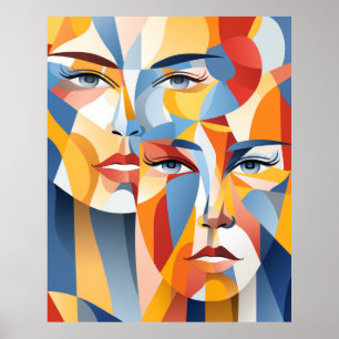 Poster Un visage humain abstrait vibrant