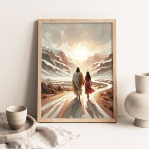 Poster Un voyage de foi, Art chrétien, Jésus marchant