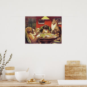 Poster Un Waterloo, Chiens Jouant au Poker,