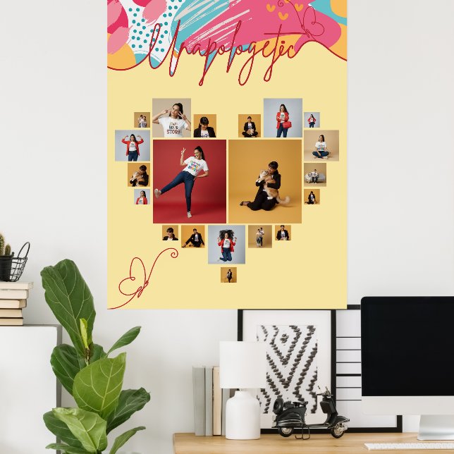 Poster Unapologetic Personalized Feminine Photo Collage (Bureau à domicile)