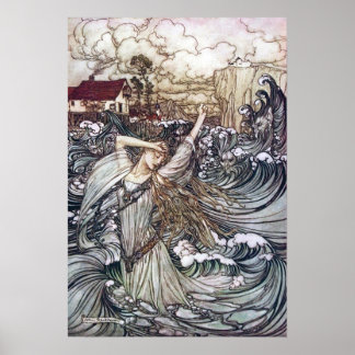 Poster Undine dans les vagues