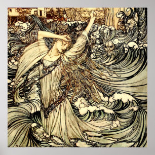 Poster "Undine in the Waves" par Arthur Rackham