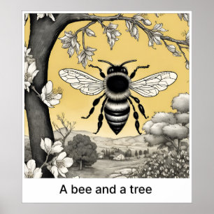 Poster Une abeille et un arbre - Imprimer