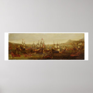Poster Une action entre les navires espagnols et Barbary 