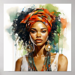 Poster Une Africaine Américaine Peinture