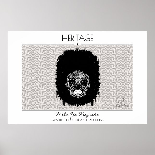Poster Une Africaine du Patrimoine avec des marques triba (Devant)