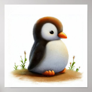 Poster Une aquarelle 3D peint d'un mignon pingouin Gentoo