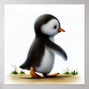 Poster Une aquarelle 3D peint d'un mignon pingouin Gentoo