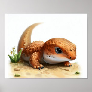 Poster Une aquarelle 3D peinte d'un mignon monstre Gila