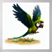 Une aquarelle 3D Peinture d'une grande Macaw verte