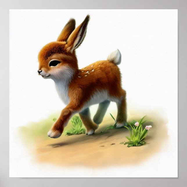 Poster Une aquarelle rendu 3D Peinture d'une antilope (Devant)