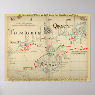 Poster Une authentique carte pirate de 1690 (avec ornemen