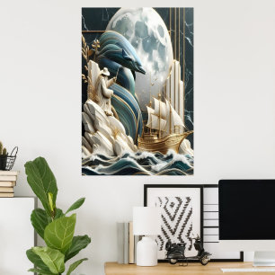 Poster Une aventure maritime au clair de lune