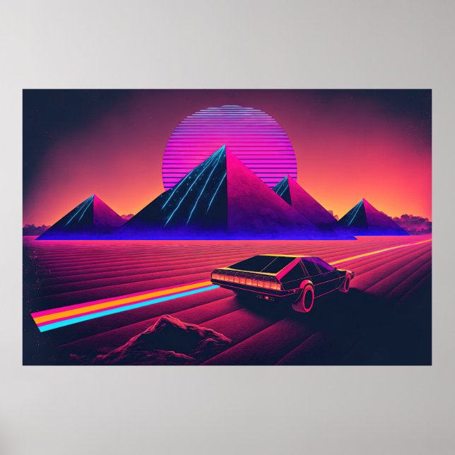 Poster Une aventure Synthwave à travers le désert (Devant)