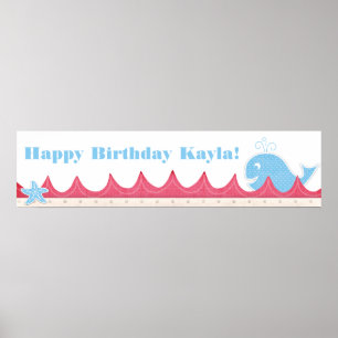 Poster Une baleine d'une bannière d'anniversaire