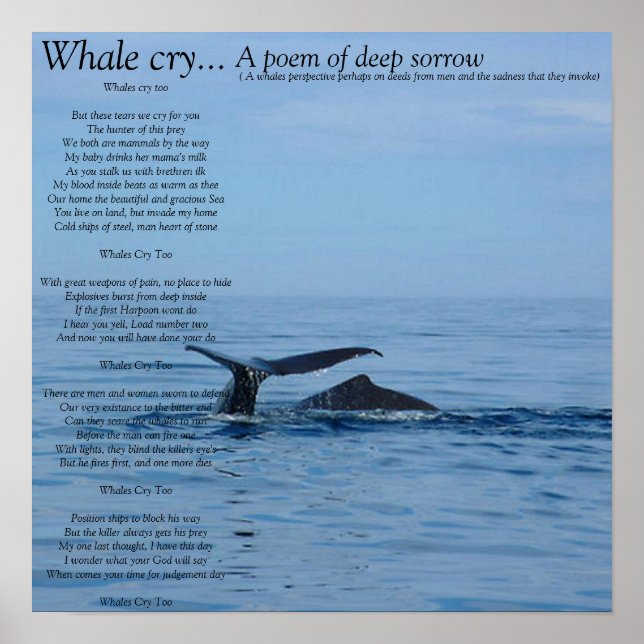 Poster Une baleine pleure..., Un poème de profonde triste (Devant)