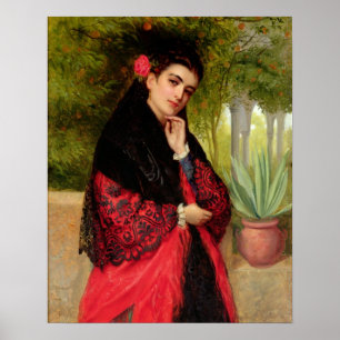 Poster Une beauté espagnole, 1872 (huile sur la toile)