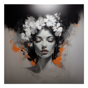 Poster Une Belle Femme Aux Yeux Fermés